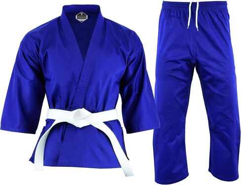 Regular Light Weight Karate Open Coat Uniform 8 Oz Cotton Poly White Belt Included in Saudi Arabia