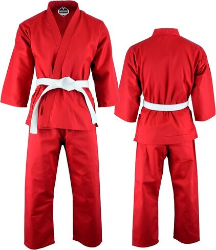 Regular Light Weight Karate Open Coat Uniform 8 Oz Cotton Poly White Belt Included in Saudi Arabia