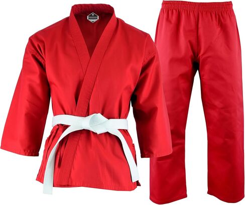 Regular Light Weight Karate Open Coat Uniform 8 Oz Cotton Poly White Belt Included in Saudi Arabia