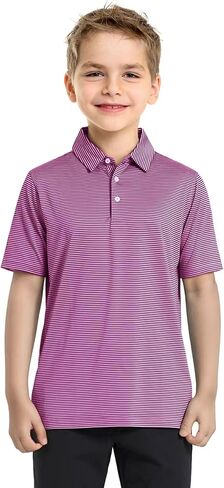 القمصان البولو الأولاد الأكمام قصيرة الأداء مخطط الرطوبة الفتل الجافة تناسب قمصان الجولف للأولاد الشباب in Kuwait
