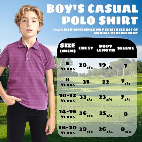 القمصان البولو الأولاد الأكمام قصيرة الأداء مخطط الرطوبة الفتل الجافة تناسب قمصان الجولف للأولاد الشباب in Kuwait