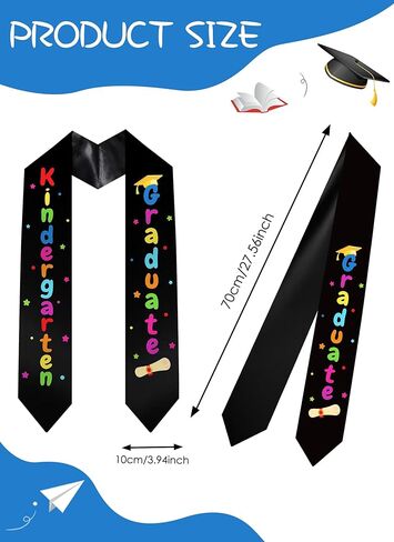 Kindergarten Graduation Stole Sash - Graduation Sashes Class of 2025, Colorful Grad Stoles for Preschool Students in Kuwait