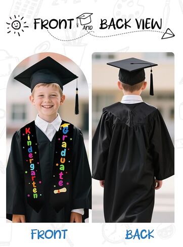 Kindergarten Graduation Stole Sash - Graduation Sashes Class of 2025, Colorful Grad Stoles for Preschool Students in Kuwait