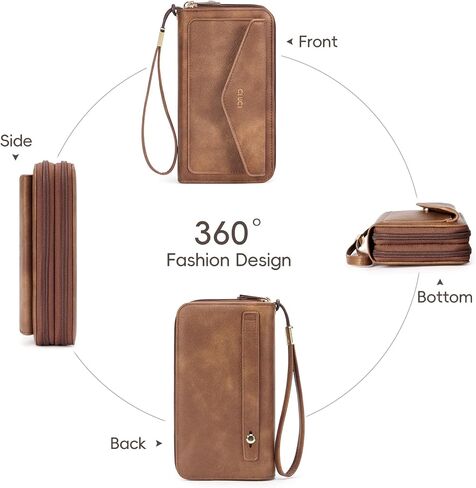 CLUCI Wallet Women RFID Blocking Credit Card Holder Large Capacity Wristlet Purse Multi Card Long Ladies Billfold Denim Blue in Kuwait