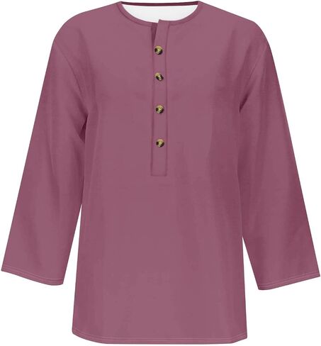 3/4 Sleeve Henley Shirts for Women 3/4 Length Sleeve Womens Tops Button Down Summer Henley Neck T Shirts Blouse Tees in Saudi Arabia