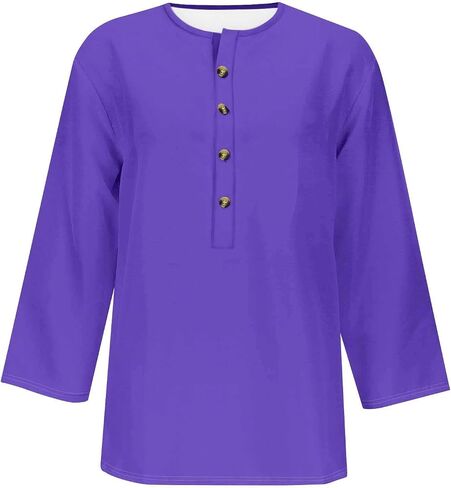 3/4 Sleeve Henley Shirts for Women 3/4 Length Sleeve Womens Tops Button Down Summer Henley Neck T Shirts Blouse Tees in Saudi Arabia