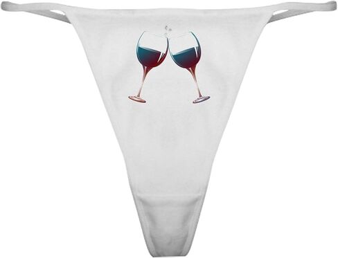 Cafepress Pink Wine Bottle Glass Classic Thong Intonder ، سراويل داخلية للسيدات in Kuwait