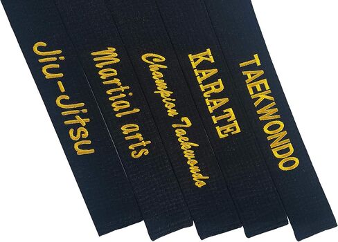 الحزام الأسود كاراتيه ، حزام فنون القتال ، تايكوندو ، جودو ، BJJ - الحزام الأسود للتطريز المخصص (العرض 2.0 "(5 سم) ، 134" (340 سم)) in Saudi Arabia