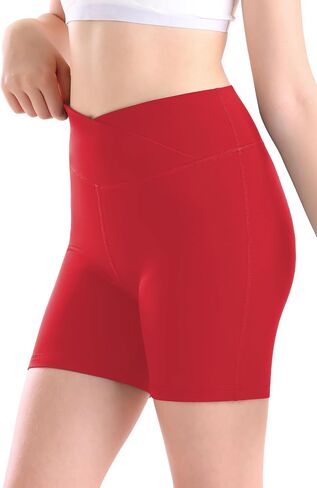 Girls V Cross Waist Athletic Shorts, Kids Soft Bike Volleyball Yoga Dance Running Cheer Gymnastics Gym Workout Shorts in Kuwait