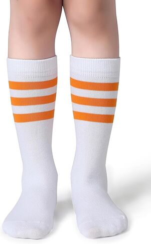 Pareberry Boys Girls Over the Calf Striped Tube Socks Cotton Soft Retro Athletics No Heel Socks for Kids 5-14 Years in Saudi Arabia