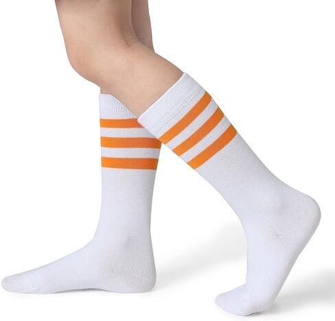 Pareberry Boys Girls Over the Calf Striped Tube Socks Cotton Soft Retro Athletics No Heel Socks for Kids 5-14 Years in Saudi Arabia
