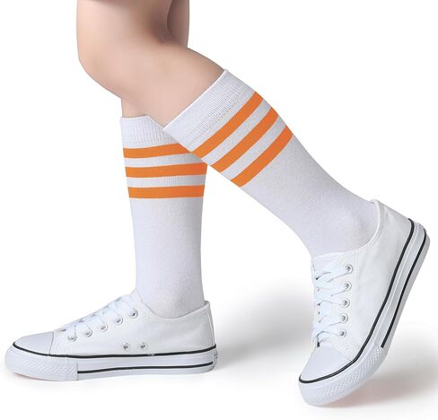 Pareberry Boys Girls Over the Calf Striped Tube Socks Cotton Soft Retro Athletics No Heel Socks for Kids 5-14 Years in Saudi Arabia