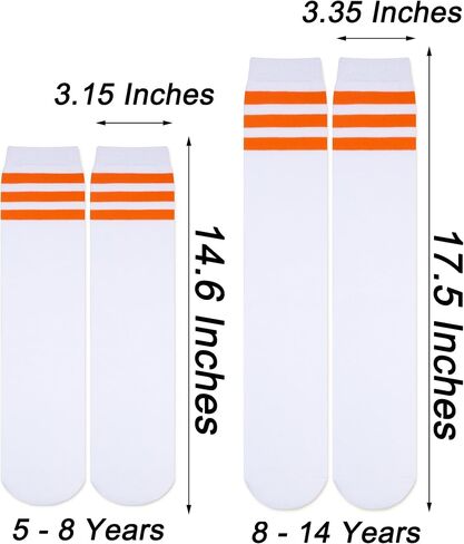 Pareberry Boys Girls Over the Calf Striped Tube Socks Cotton Soft Retro Athletics No Heel Socks for Kids 5-14 Years in Saudi Arabia