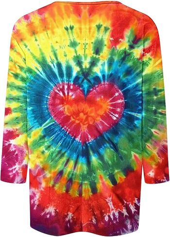 3/4 طول الأكمام من أعلى نساء قمم TISE TSHIRTS HIPPIE 70S TOPS بالإضافة in Kuwait
