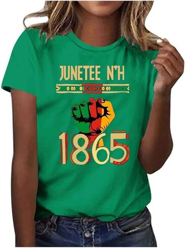 Juneteenth Shirts for Women 1865 Black Freedom Day Tee Tops Plus Size Short Sleeve Blouses African American Tshirt in Saudi Arabia