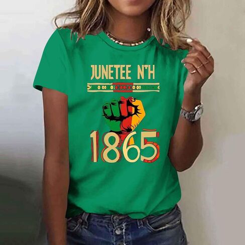 Juneteenth Shirts for Women 1865 Black Freedom Day Tee Tops Plus Size Short Sleeve Blouses African American Tshirt in Saudi Arabia