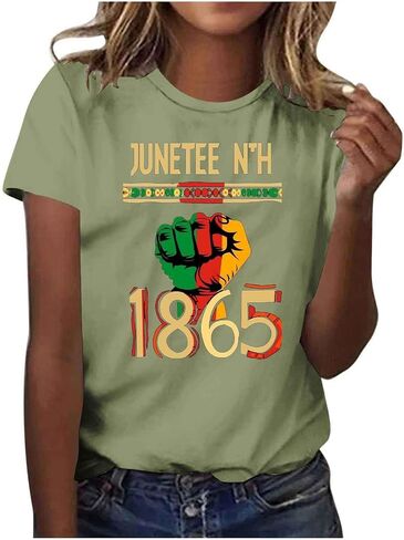 Juneteenth Shirts for Women 1865 Black Freedom Day Tee Tops Plus Size Short Sleeve Blouses African American Tshirt in Saudi Arabia