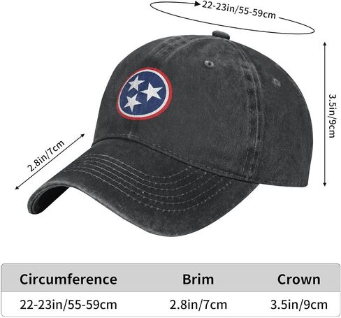 Cowboy Hat Cowboy Hat Trucker Dad Gift Adjustable Buckle Closure Tennessee Tri Star Flag Sunhat Unisex in Saudi Arabia