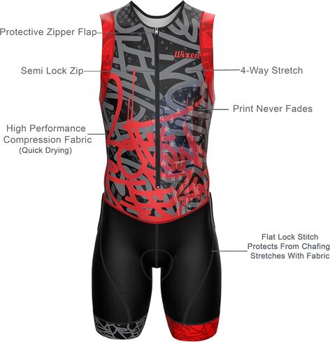 Wixen Men’s Triathlon Suit –Breathable & Padded Tri Suit for Swim, Bike & Run | Race Day Gear for Triathletes in Saudi Arabia