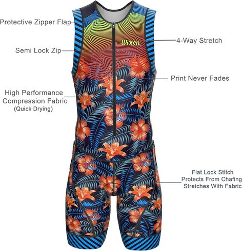 Wixen Men’s Triathlon Suit –Breathable & Padded Tri Suit for Swim, Bike & Run | Race Day Gear for Triathletes in Saudi Arabia