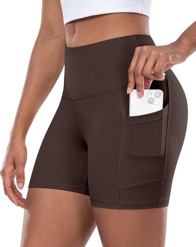 شورتات يوجا من Chrleisure Womens مع الجيب ، والتحكم في البطن عالية الخصر 5 بوصات شورت الرياضي الرياضي الرياضي الرياضي in Kuwait