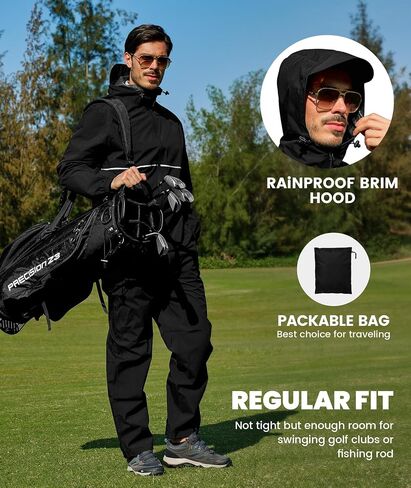 SWISSWELL Rain Suit Waterproof Breathable Lightweight Packable 2 Pieces Rainwear Rain Gear for Golf Hiking Fishing in Saudi Arabia