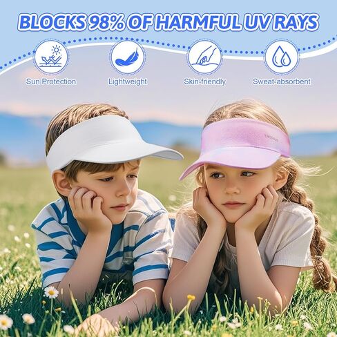 Kids Sun Visor Hats for Girls Boys, Lightweight Cooling Stretchy Visor, Packable Sports Hat for Running, Tennis, Golf in Saudi Arabia