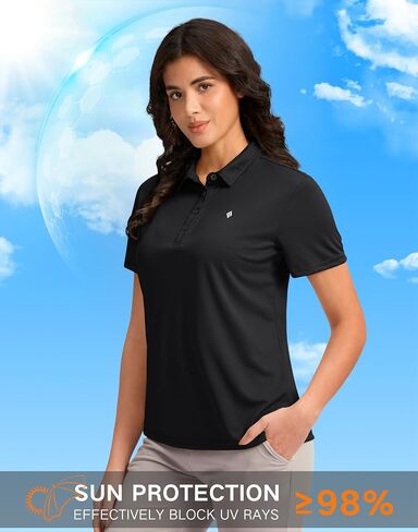 Women's Golf Shirt Short Sleeve Lightweight Moisture Wicking Work Tennis Tops Collared Polo Shirts for Women with 4-Button in Saudi Arabia