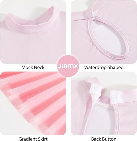 JiAmy Girls Ballet Leotards 4 Pcs with Removable Skirt Gradient Color Dance Dress Outfit Combo Tights Scrunchy 4-12Y in Saudi Arabia