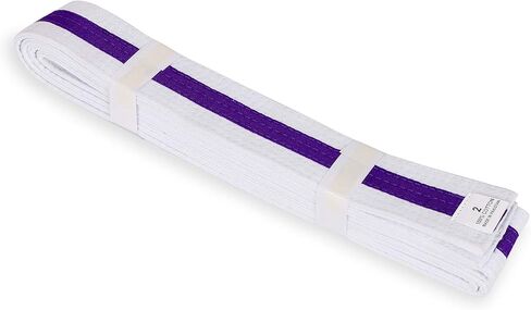 Macs White Belt مع شريط ملون 1.75 '' فنون قتالية واسعة/الكاراتيه/التايكوندو للبالغين/حزام الالتفاف المزدوج للأطفال in Kuwait