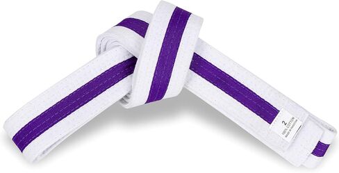 Macs White Belt مع شريط ملون 1.75 '' فنون قتالية واسعة/الكاراتيه/التايكوندو للبالغين/حزام الالتفاف المزدوج للأطفال in Kuwait