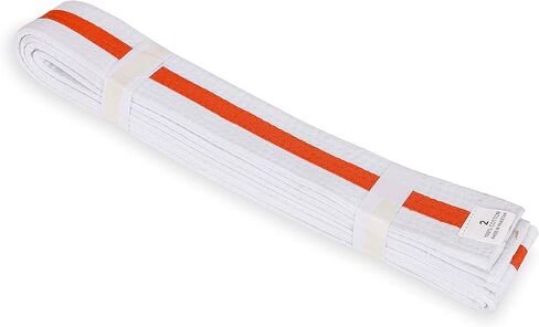Macs White Belt مع شريط ملون 1.75 '' فنون قتالية واسعة/الكاراتيه/التايكوندو للبالغين/حزام الالتفاف المزدوج للأطفال in Kuwait
