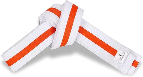Macs White Belt مع شريط ملون 1.75 '' فنون قتالية واسعة/الكاراتيه/التايكوندو للبالغين/حزام الالتفاف المزدوج للأطفال in Kuwait
