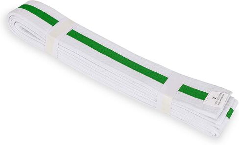 Macs White Belt مع شريط ملون 1.75 '' فنون قتالية واسعة/الكاراتيه/التايكوندو للبالغين/حزام الالتفاف المزدوج للأطفال in Kuwait