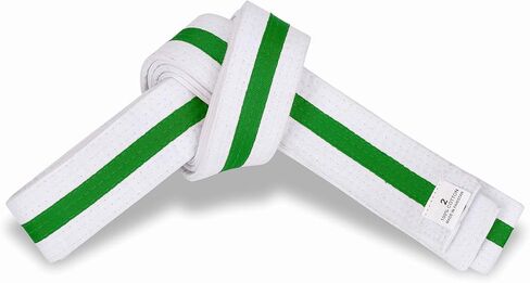 Macs White Belt مع شريط ملون 1.75 '' فنون قتالية واسعة/الكاراتيه/التايكوندو للبالغين/حزام الالتفاف المزدوج للأطفال in Kuwait