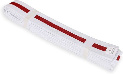 Macs White Belt مع شريط ملون 1.75 '' فنون قتالية واسعة/الكاراتيه/التايكوندو للبالغين/حزام الالتفاف المزدوج للأطفال in Kuwait