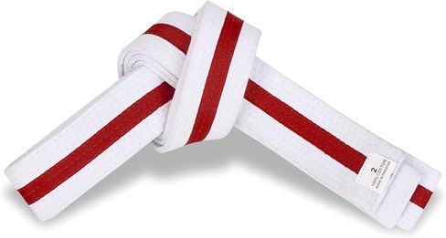 Macs White Belt مع شريط ملون 1.75 '' فنون قتالية واسعة/الكاراتيه/التايكوندو للبالغين/حزام الالتفاف المزدوج للأطفال in Kuwait