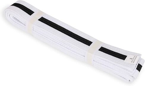 Macs White Belt مع شريط ملون 1.75 '' فنون قتالية واسعة/الكاراتيه/التايكوندو للبالغين/حزام الالتفاف المزدوج للأطفال in Kuwait