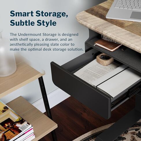Vari Steel Under Desk Drawer - Slim Undermount Storage Organizer- Standing Desks Attachment- Versatile Placement Options, Efficient Workspace- Office Desk Accessory- (20.25" x 9.5" x 1.75") in Saudi Arabia