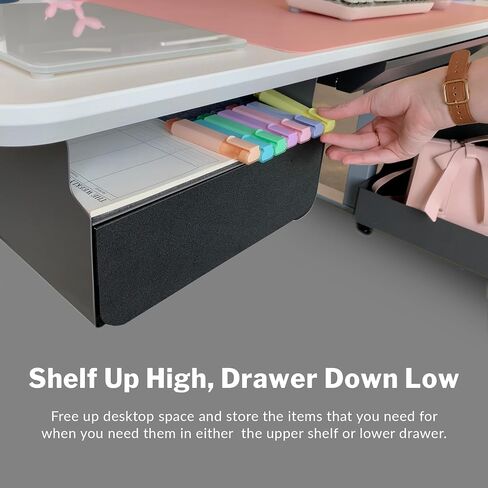 Vari Steel Under Desk Drawer - Slim Undermount Storage Organizer- Standing Desks Attachment- Versatile Placement Options, Efficient Workspace- Office Desk Accessory- (20.25" x 9.5" x 1.75") in Saudi Arabia