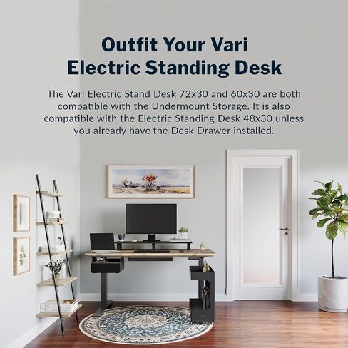 Vari Steel Under Desk Drawer - Slim Undermount Storage Organizer- Standing Desks Attachment- Versatile Placement Options, Efficient Workspace- Office Desk Accessory- (20.25" x 9.5" x 1.75") in Saudi Arabia