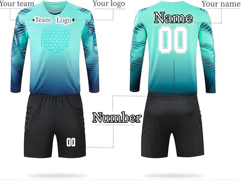 حارس مرمى مخصص Jerseys الشباب الرجال مع رقم اسم فريق شعار هدف كرة القدم جيرسي للطفل الكبار in Kuwait