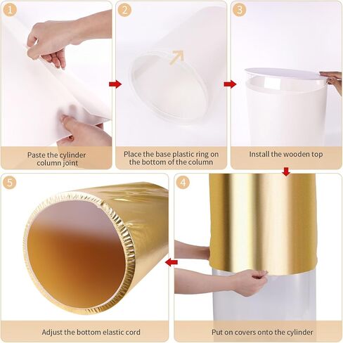 Set of 5 Clear Cylinder Pedestal Stand with Covers, Cilindros para Fiestas Redondos Blancos, Acrylic Cylinder Stands and Cover Set for Party Wedding Birthday Baby Shower Event Decor Display in Saudi Arabia