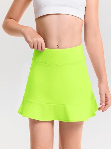 Haloumoning Girls Athletic Tennis Golf Skirts with Shorts Kids High Waist Ruffle A-line Skorts with Pockets 5-14 Years in Saudi Arabia