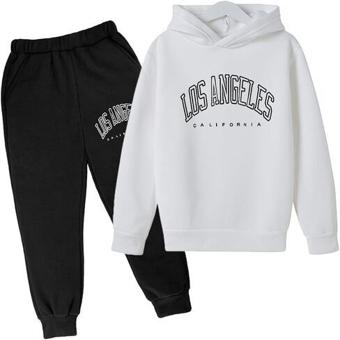 Boys' Active Tracksuit Set 2 Piece Los Angeles Athletic Letter Printed Hoodie Sweatshirt And Jogger Sweatpants Outfits in Saudi Arabia