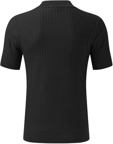 Mock Turtleneck Shirts for Men Solid Knitted Short Sleeve T Shirts Stretch Slim Lightweight Tshirt Basic Undershirts in Saudi Arabia