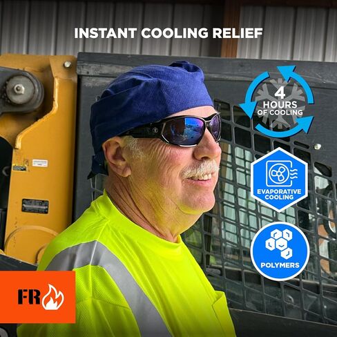 Cooling Dew Rag, Fire Resistant, Evaporative Polymer Crystals for Cooling Relief, Ergodyne Chill Its 6710FR,Blue in Saudi Arabia