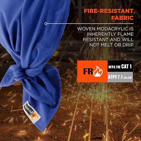 Cooling Dew Rag, Fire Resistant, Evaporative Polymer Crystals for Cooling Relief, Ergodyne Chill Its 6710FR,Blue in Saudi Arabia
