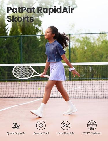PATPAT Girls Tennis Skirt, 2 in 1 Skort with Bamboo Viscose Shorts & Pocket, Athletic Flowy Kids Uniform for Golf Dance Cheer in Saudi Arabia