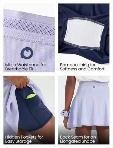 PATPAT Girls Tennis Skirt, 2 in 1 Skort with Bamboo Viscose Shorts & Pocket, Athletic Flowy Kids Uniform for Golf Dance Cheer in Saudi Arabia